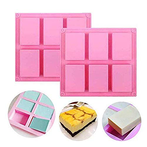 Molde de jabón de silicona, 2 piezas Moldes para hacer jabón,DIY Jabón Mold,Molde Rectangular de Silicona,para hacer barra de jabón, resina, chocolate, velas de jabón