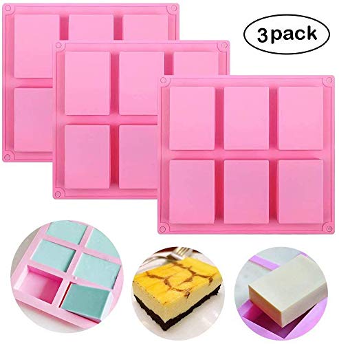 Molde de jabón de silicona, 6 moldes de cavidad para jabón, jabón de silicona premium y molde de resina para manualidades caseras