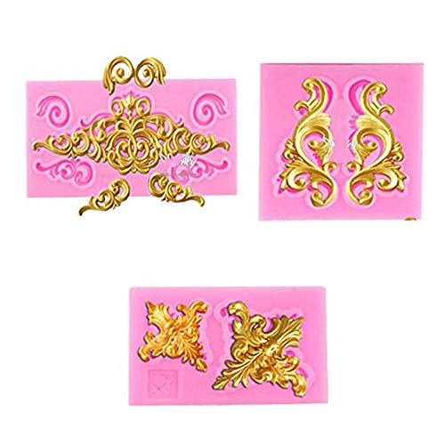 Molde de silicona para pasteles (un juego de 12) Flor de encaje Retro Relieve Silicona Decoración Fondant de azúcar Molde para formación de hielo Estera para decoración de pasteles