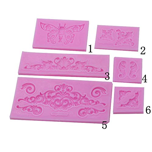 Molde de silicona para pasteles (un juego de 12) Flor de encaje Retro Relieve Silicona Decoración Fondant de azúcar Molde para formación de hielo Estera para decoración de pasteles