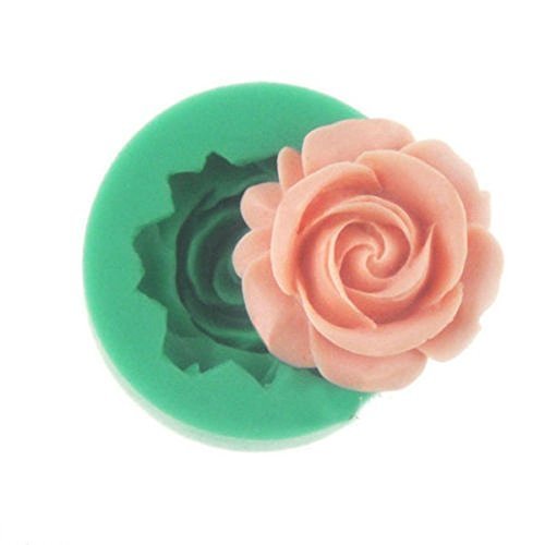 Molde de silicona para tartas, chocolate, galletas 3D, diseño floral, color morado y verde