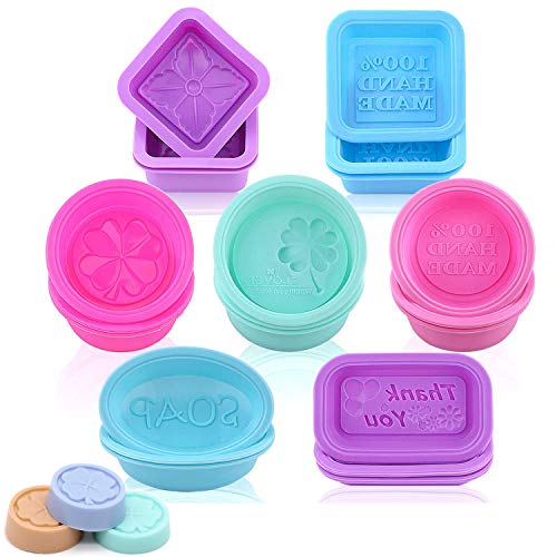 Moldes de silicona para jabón, 21 unidades de moldes de silicona para hacer jabón, hechos a mano, rectangulares, redondos, ovalados