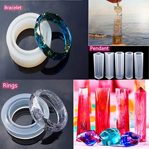 Moldes Silicona de Resina,95pcs Epoxi Mold con Herramientas Conjunto para Hacer Aretes, Joyería Colgantes,Decoraciones,Molde de DIY Reutilizable Fundición con Bolsa Almacenamiento Fácil