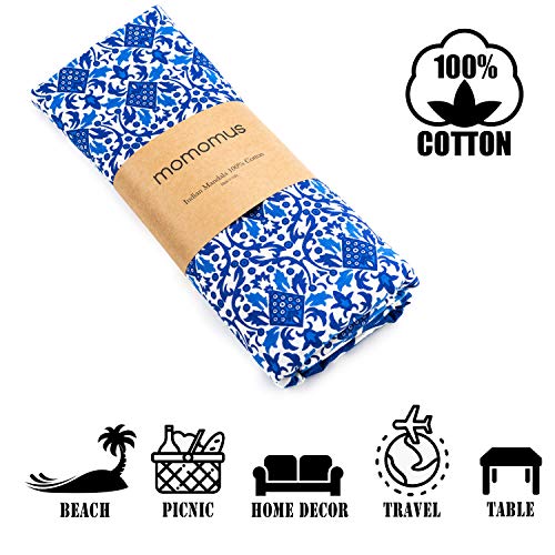 MOMOMUS Tapiz de Mandala para Pared - Ideal como Pareo, Colcha, Mantel, Alfombra de Picnic, Manta/Toalla de Playa Grande - Duradero, Elegante, Versátil - 100% Algodón y Tintes Vegetales - 210x230cm