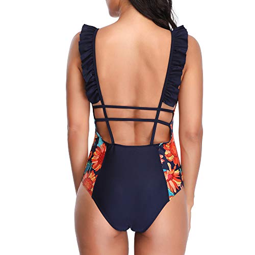 MOMOXI Bikini Playa Mujer, Sujetador sin Aros Push-up con Respaldo Floral y Sexy para Mujer Halter Bikini Traje de baño 2019 Novedad de Moda Caliente Ropa de Mujer Bohemia Ropa de Playa de Verano