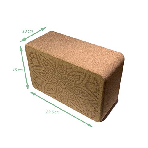 Món Bloque de Yoga de Corcho 100% Natural (Set de 2 Unidades) - Ladrillo Taco Yoga Block (Kit 2 Piezas) - Bloques Accesorios - También para Pilates y Fitness (Standard)