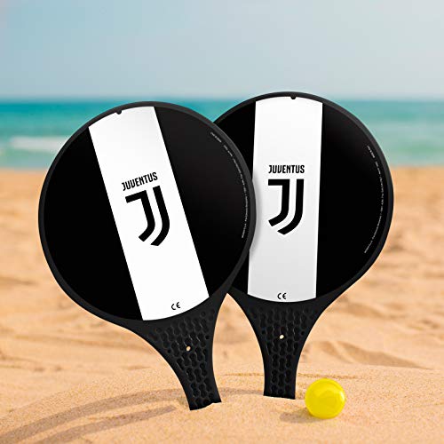 Mondo Toys- 2 Raquetas de plástico - Bola de Goma - Juego de Playa para niños y Adultos - Producto Oficial del F.C. Juventus Torino Unisex - 15022