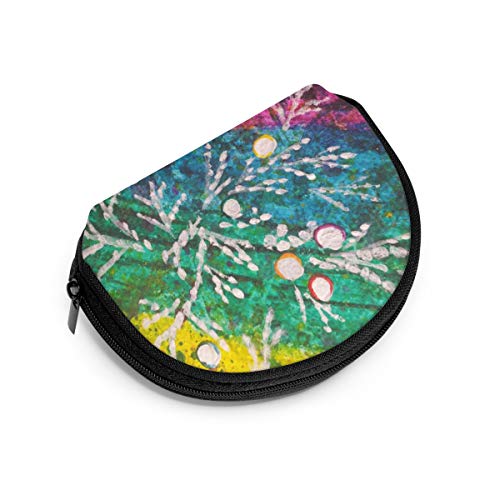 Monedero de tela Oxford con forma de concha y cremallera para tarjetas de crédito, diseño de árbol Brahui enebro, con diseño de hojas en el mundo