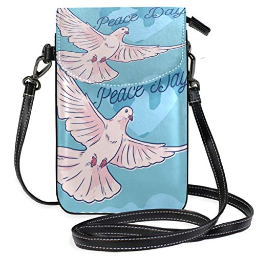 Monedero del teléfono Celular Crossbody Composición del día de la Paz con Paloma Blanca Monedero del teléfono Celular Monedero para Mujeres Chica Bolsos pequeños del Monedero del Cuerpo