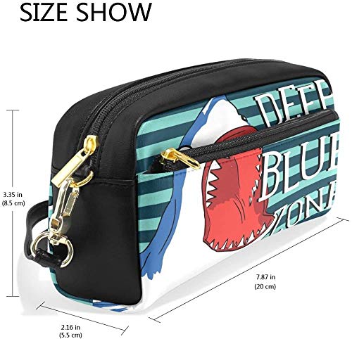 Monedero Tiburón Peligroso con Barbilla Estuche para lápices Cuero de PU Papelería para Estudiantes Estuche para lápices Estuche para Almacenamiento Maquillaje cosmético