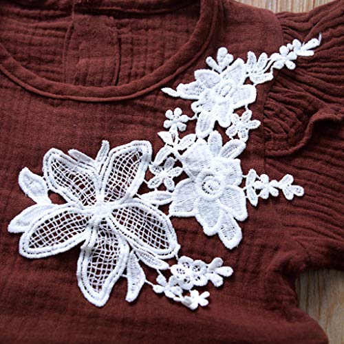 Moneycom❤ Almuerzo infantil recién nacidos para niñas, flores de encaje, vestido de aniversario, boda y fiesta café 12-18 Meses