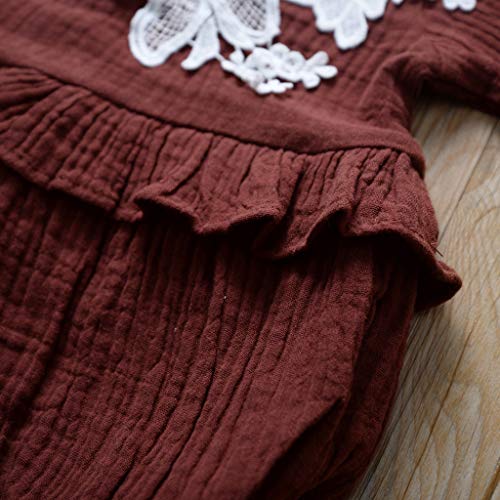 Moneycom❤ Almuerzo infantil recién nacidos para niñas, flores de encaje, vestido de aniversario, boda y fiesta café 12-18 Meses