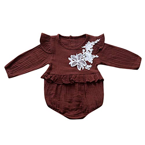 Moneycom❤ Almuerzo infantil recién nacidos para niñas, flores de encaje, vestido de aniversario, boda y fiesta café 12-18 Meses