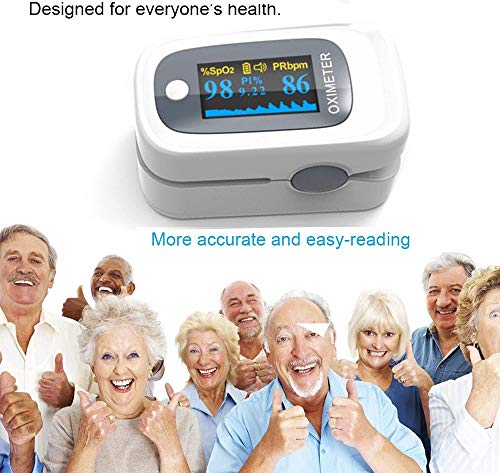 Monitor de saturación de oxígeno, oxímetro de pulso de alta calidad, monitor de oxígeno, monitor de saturación de O2, oximetría portátil OLED con baterías (batería no incluida)