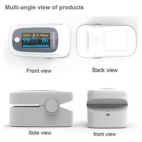 Monitor de saturación de oxígeno, oxímetro de pulso de alta calidad, monitor de oxígeno, monitor de saturación de O2, oximetría portátil OLED con baterías (batería no incluida)