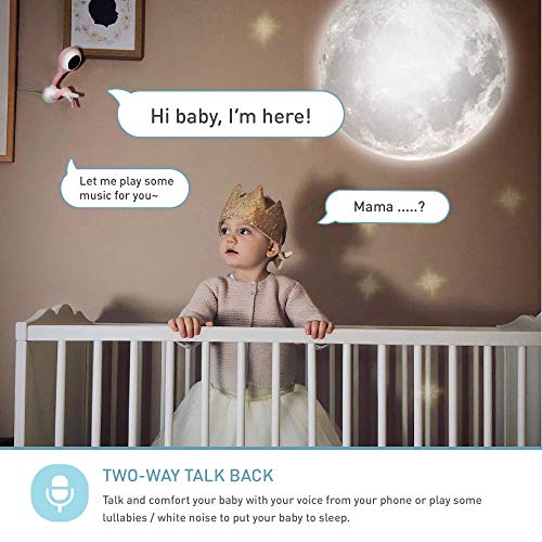 Monitor para bebés Lollipop con detección de llanto real (turquesa) - Cámara inteligente para bebés con WiFi - Cámara con video y audio HD - Seguimiento del sueño