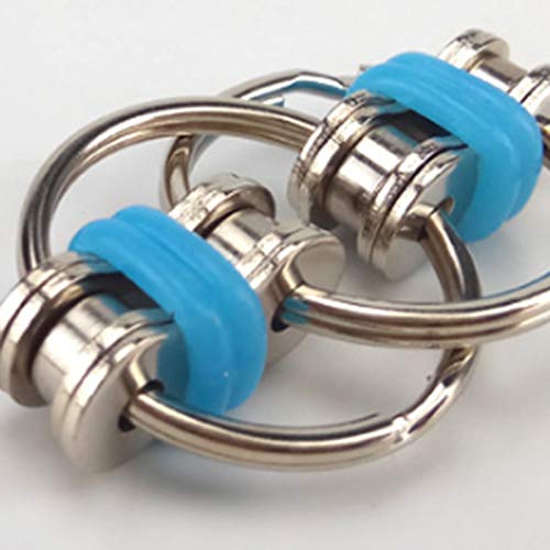 Monland Cadena de DescompresióN Juguete Cadena de Bicicleta Llavero de Metal el Juguete Es Adecuado para Adultos y Ni？Os Cadena de DescompresióN Azul