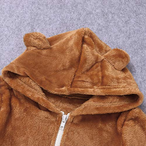 Mono Bebé ReciéN Nacido Invierno Sudadera con Capucha Mameluco Chaqueta Abrigada Abrigo Grueso Ropa De AlgodóN Lana Artificial Suave Una Pieza De Ropa FáCil De Poner Y Quitar(marrón,12-18 meses/80)