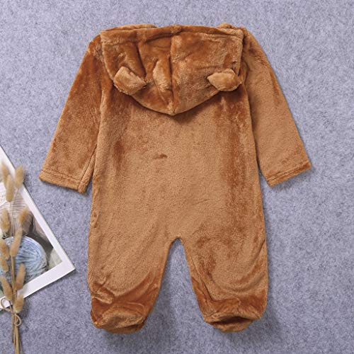 Mono Bebé ReciéN Nacido Invierno Sudadera con Capucha Mameluco Chaqueta Abrigada Abrigo Grueso Ropa De AlgodóN Lana Artificial Suave Una Pieza De Ropa FáCil De Poner Y Quitar(marrón,12-18 meses/80)