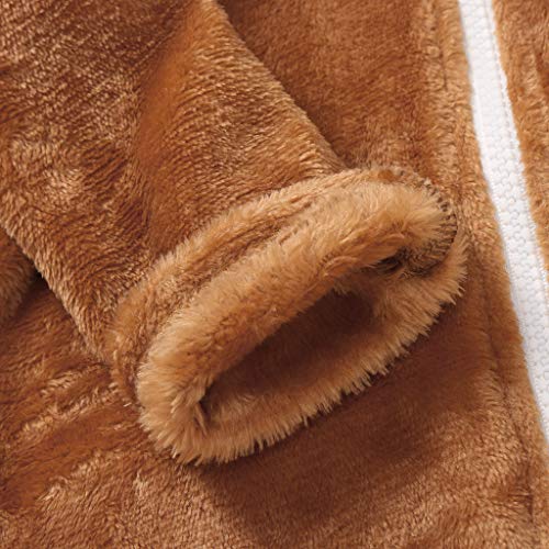 Mono Bebé ReciéN Nacido Invierno Sudadera con Capucha Mameluco Chaqueta Abrigada Abrigo Grueso Ropa De AlgodóN Lana Artificial Suave Una Pieza De Ropa FáCil De Poner Y Quitar(marrón,12-18 meses/80)