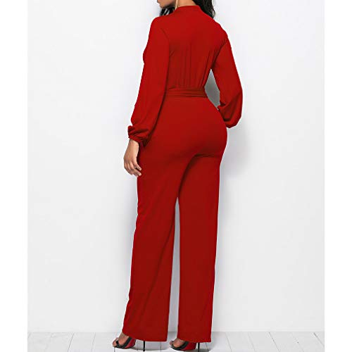 Mono Mujer Largo Mangas Sexy Larga Jumpsuits Elegante Pantalones Pierna Ancha con Cinturón para Playa Business Oficina Y Fiesta Cóctel Fiesta Noche Clubwear