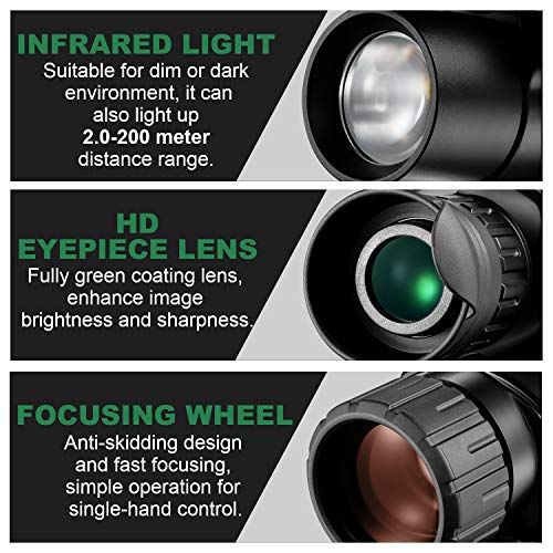 Monocular infrarrojo de visión nocturna en HD de 8x40 con cámara digital; reproducción de video; salida USB; para caza y vida silvestre. Distancia de visión de 150 m en la oscuridad; tarjeta TF de 8G.
