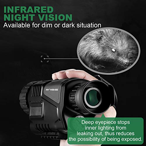 Monocular infrarrojo de visión nocturna en HD de 8x40 con cámara digital; reproducción de video; salida USB; para caza y vida silvestre. Distancia de visión de 150 m en la oscuridad; tarjeta TF de 8G.