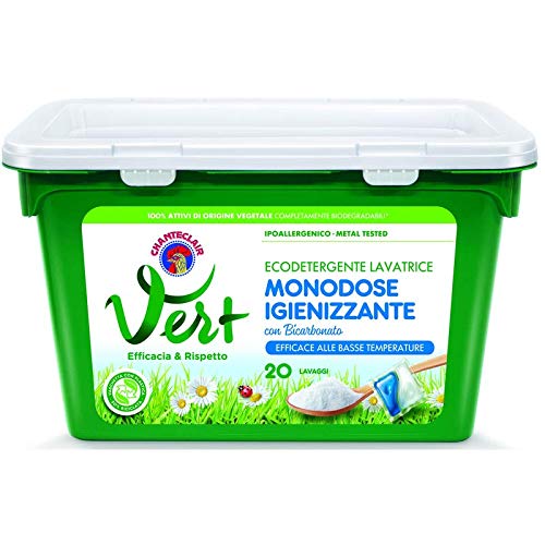 Monodosis higienizante ecodetergente lavadora con bicarbonato Chanta Clarer verde