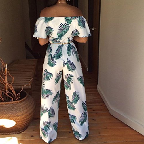 Monos MujerMujer Mono Jumpsuits Elegant Floral de Manga Corta Bodysuit Fiesta Verano Pantalones Largos Playa Clubwear Mameluco (Multicolor, L)