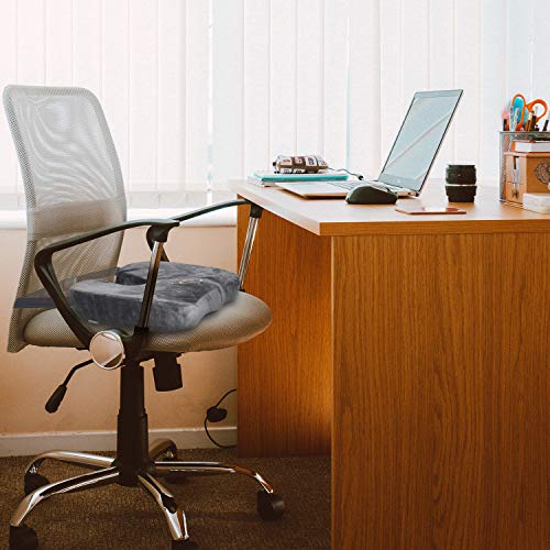 MonTrüe 404668 Cojin de Gel para Silla, Cojin Coxis, Cojín Ergonómico Silla, Cojin Silla Oficina, Cojin de Espuma con Memoria, Cojin Asiento Coche Gel, Gris