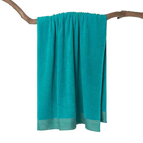 Montse Interiors, S.L. Toalla Playa o Piscina Lisa Turquesa Algodón Egipcio 100% (Basic Turquesa, 90x170)
