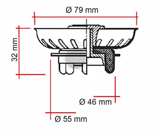 MONTSERRAT Filtro TAPÓN Rejilla FREGADERA INOX. (81 X 31 mm) 2 PCS.