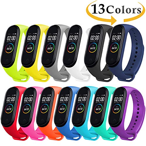 Monuary 13 Piezas Correa para Xiaomi Mi Smart Band 4 / Mi Band 3 Pulsera, Silicona Reloj de Recambio Brazalete Coloridos Correas para Xiaomi Mi Band 3 / Mi Band 4