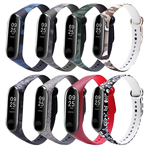 Monuary 8 Piezas Correa para Xiaomi Mi Band 3/4 Pulsera Banda - Silicona Reloj de Recambio Brazalete Coloridos Correas para Xiaomi Mi Band 3/4 [Compatible con Mi Smart Band 4 Ahora]