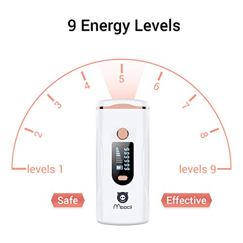 Moocii Depiladora Mujer Laser IPL Depiladora Luz Pulsada 1000000 flashes Depiladora Laser 2 modos de flash y 9 configuraciones de intensidad de luz Depilación Permanente para Cuerpo y Cara