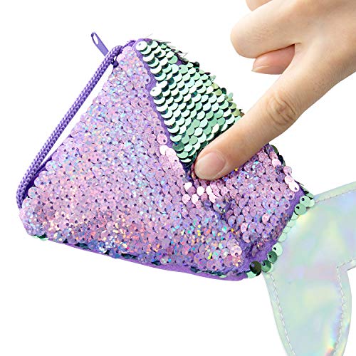MOOKLIN ROAM 8pcs Niño Monederos de Cola de Sirena Bolsas de Compra Tarjeteros Bolsos Mano Mini Bandolera Carteras con Lentejuelas Regalo Cumpleaños para Mujeres Niñas pequeñas Fiestas y Vacaciones