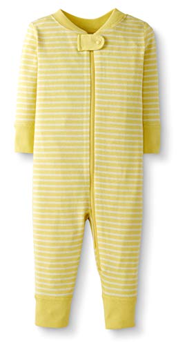 Moon and Back de Hanna Andersson - Pijama de una pieza sin pies hecho de algodón orgánico para bebé, Amarillo, 2 años (82-87 CM)