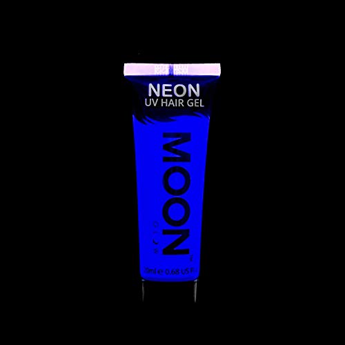 Moon Glow - Gel para el Cabello Neón UV - Intenso Azul 20 ml - ¡Péinate de punta y brilla!