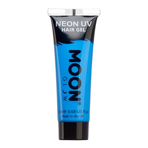 Moon Glow - Gel para el Cabello Neón UV - Intenso Azul 20 ml - ¡Péinate de punta y brilla!