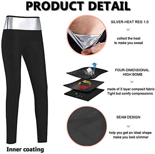 Moonssy Pantalones para Adelgazar,Pantalones Deportivos Mujer, Pantalón de Sudoración Adelgazar, Leggings Push Up, Mallas Termicos de Neopreno, Faja Reductora Adelgazante para Deporte (S)
