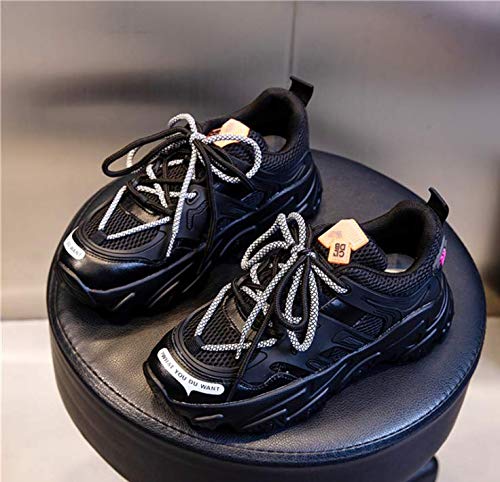 Moosage Zapatos de mujer de piel auténtica, zapatos de moda, zapatos de moda, para otoño e invierno, zapatos de mujer para aumentar la altura, zapatos de caminar, color negro, 38