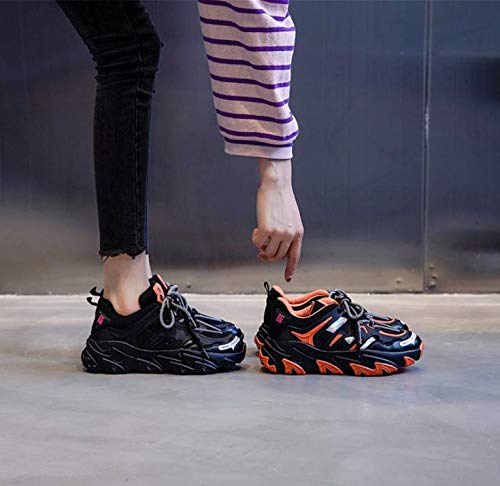 Moosage Zapatos de mujer de piel auténtica, zapatos de moda, zapatos de moda, para otoño e invierno, zapatos de mujer para aumentar la altura, zapatos de caminar, color negro, 38