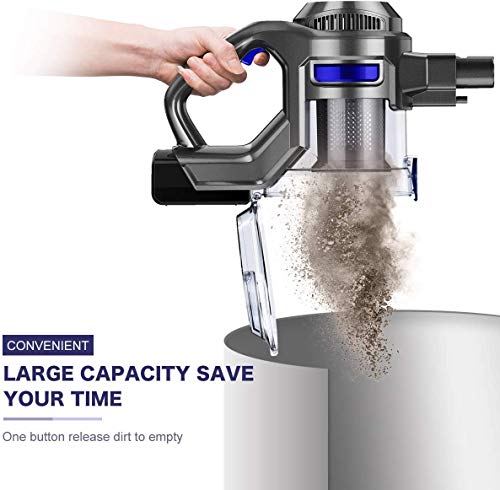 MOOSOO aspiradora Escoba sin Cable, 4 en 1 Aspirador Vertical y de Mano, 1.3L/Cepillo Motorizado Flexible/Potente succión/Batería Extraíble/2 Niveles de Potencia/Soporte de Pared, X6