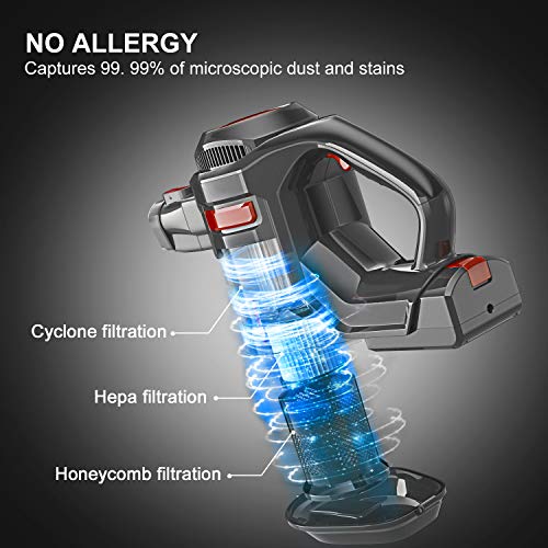 MOOSOO aspiradora escoba sin cable, 4 en 1 aspirador vertical y de mano, Tubo de Extensión,1.3L, 35 Minutos, LED Cepillo Motorizado Flexible, Potente succión, Batería Extraíble, Soporte de Pared