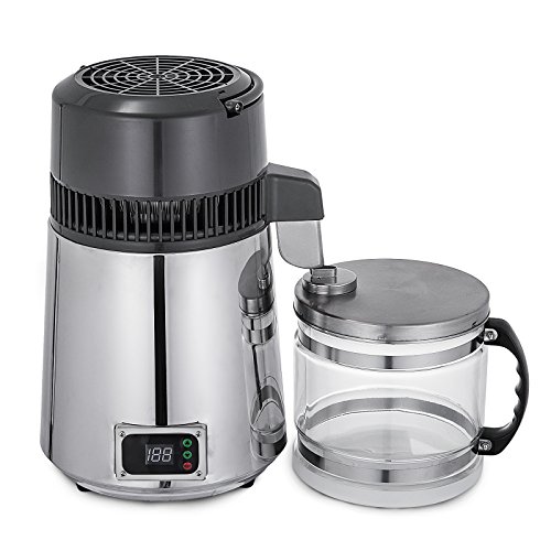 Moracle Destilador de Agua de Acero Inoxidable 750W Destilación de Agua Destilador de Agua de 4 L (Plata)