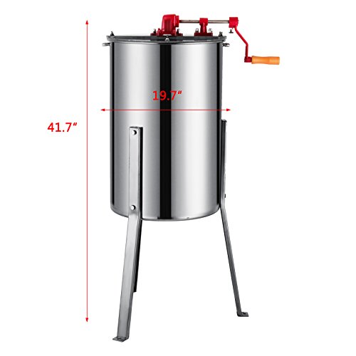 Moracle Extractor de Miel Manual 3 Frame Honey Extractor Extractor de Miel Acero Inoxidable 61cm
