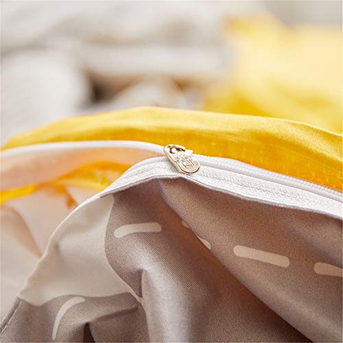 Morbuy Juego de Ropa de Cama de 4 Piezas Microfibra Juego de Fundas de Edredón con 1 Funda Nórdica y 1 Sábana encimera 2 Funda de Almohada (Cama 135/140-180x220cm/1.8M,Corazon Amarillo)