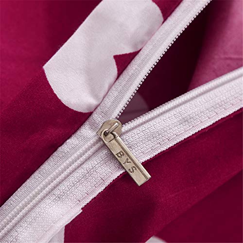 Morbuy Juego de Ropa de Cama de 4 Piezas Microfibra Juego de Fundas de Edredón con 1 Funda Nórdica y 1 Sábana encimera 2 Funda de Almohada (Cama 90-150x200cm/1.5M,Corazon Rojo)