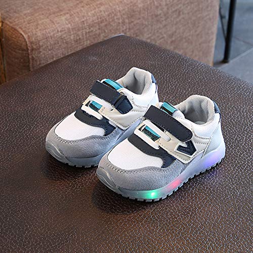 Morbuy Zapatillas de Deporte con Luces LED, Bebe Unisex Ocio Zapatos Moda Niñas Niños Cómodo Antideslizante Suela Blanda Zapatos (22 EU/Tag 24, Azul)