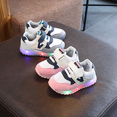 Morbuy Zapatillas de Deporte con Luces LED, Bebe Unisex Ocio Zapatos Moda Niñas Niños Cómodo Antideslizante Suela Blanda Zapatos (22 EU/Tag 24, Azul)